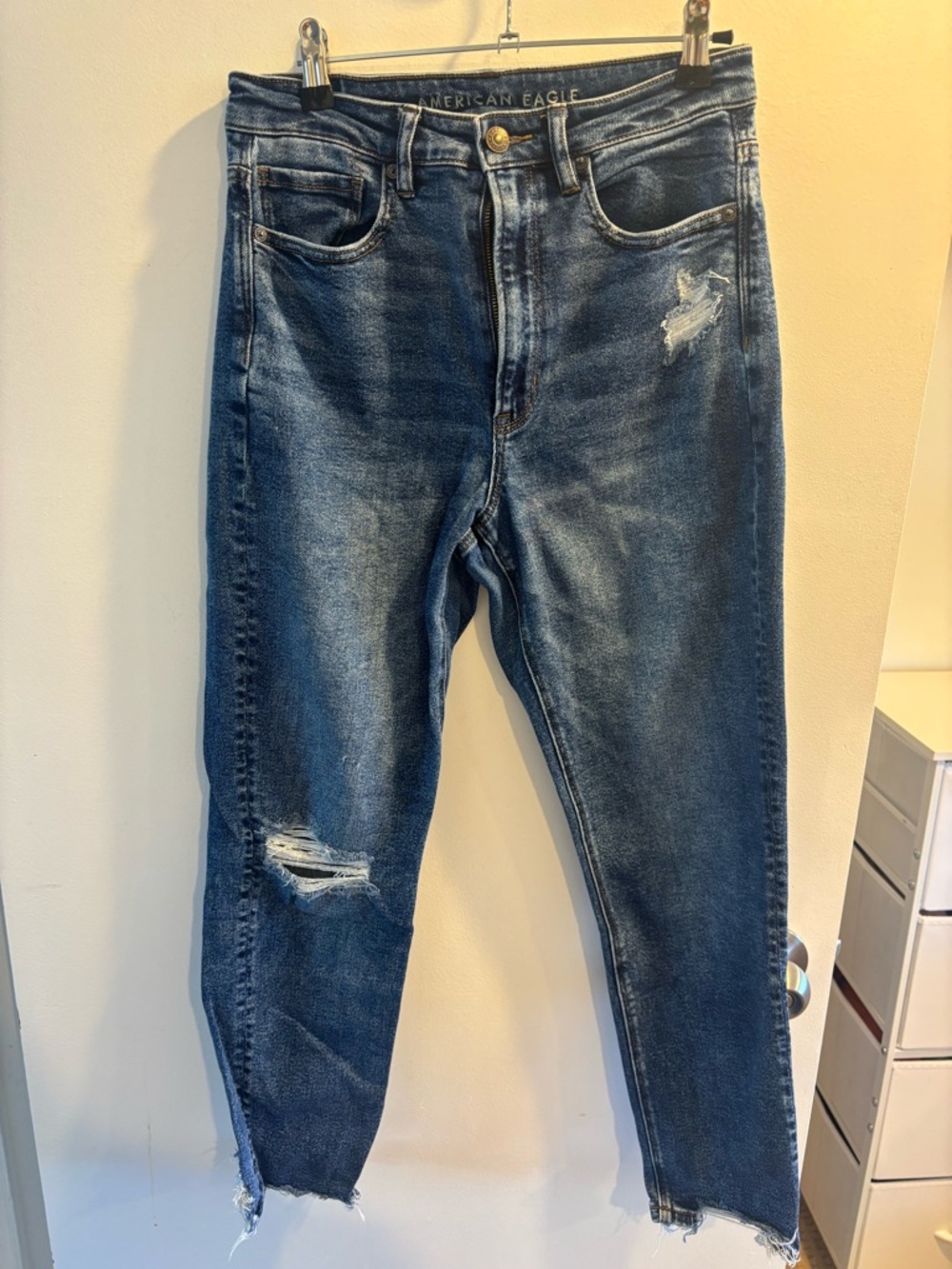 American Eagle Outfitters Women’s Distressed Dark Blue Jeans